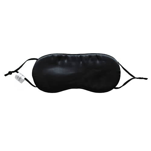 JCZANXI Silk Sleep Mask, Pure 22momme Mulberry Silk on Both Sides, with Adjustable Elastic Ear Loops, Pure Silk Filler, Comfortable Silk Eye Mask for Sleeping(Black)