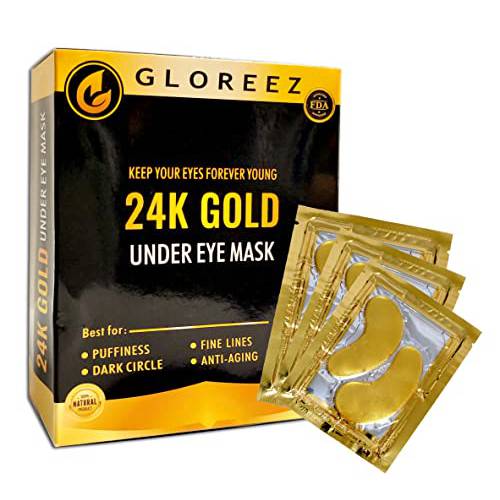 GLOREEZ 24K Gold Under Eye Masks for Dark Circles and Puffiness, Skin Care Products for Moisturizing, Anti-aging and Anti-wrinkle, Eye Patches for Dark Circles, Puffy Eyes, Wrinkles and Eye Bags
