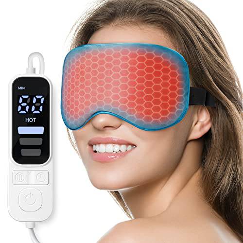 Heated Eye Mask, Warm Eye Compress Mask for Dry Eyes, USB Electric Eye Heating Pad with Temperature & Timer Control, Dry Eye Therapy Mask for Dry Eyes Blepharitis Sinus Migraine Stye MGD Puffiness
