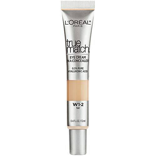 L’Oreal Paris True Match Eye Cream in a Concealer, 0.5% Hyaluronic Acid, Fair W12, 0.4 Fl Oz