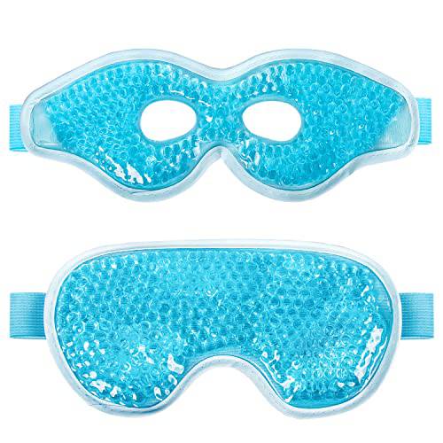 2PCS Gel Eye Mask, Cold Compress Gel Beads Eye Mask, Reusable Cooling Ice Mask for for Puffy Eyes, Dark Circles, Headaches, Migraine, Stress Relief