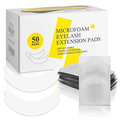 LASHVIEW 50 Pairs Eye Pads,Under Eye Pads Kit for Eyelash Extension,Microfoam Eye Pads,Natural NO Hydrogel,Lash Extension Lint Free,Fit Most Eye Shape,Stick Well,Hypoallergenic