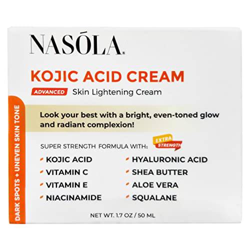 Nasola Kojic Acid Cream for Skin Brightening, Acne Dark Spot Remover for Face & Body, Women & Men, Underarm & Armpit, Fades Hyperpigmentation & Evens Tone