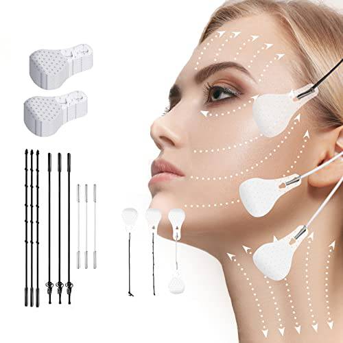 WXYINSPAS 40 Pcs Face Tape Lifting Invisible with String for Wrinkles, Jowls, Neck, Eye, Waterproof High Elasticity V Shape Lift Tape Stickers, Instant Makeup Bands