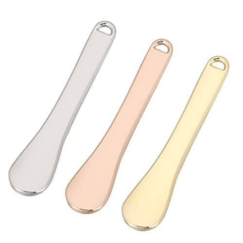 3 Pack Metal Cosmetic Spatulas, Makeup Spoon Mini Eye Cream Applicator Facial Cream Mask Scoop Tool Tiny Spatulas for Cosmetics Beauty Accessories(Gold, Silver, Rose Gold)
