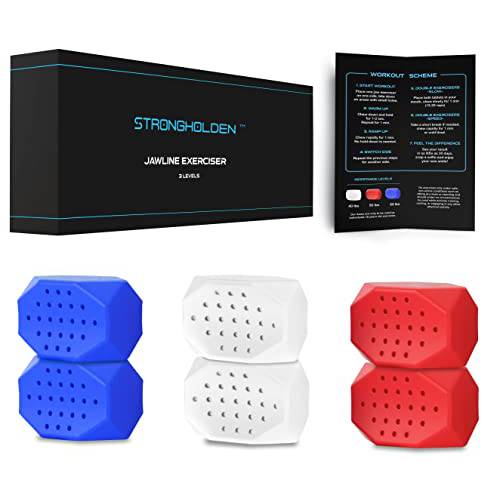 Jawline Exerciser for Men & Women - 3 Resistance Levels (6pcs) Silicone Jaw Exerciser Tablets for Beginner, Intermediate & Advance Users - Jawline Sculptor & Jawline Shaper (New Generation)