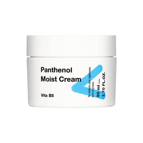 TIAM Panthenol Moist Cream, 10% Panthenol Cream(B5 Vitamin), Hydrating Facial Cream for Sensitive Skin, Face Moisturizer, Panthenol Heals Damaged Skin, K-beauty 1.7 fl.oz.
