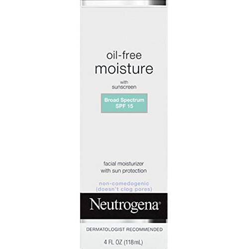 Neutrogena Oil Free Daily Long Lasting Facial Moisturizer & Neck Cream - Non Greasy, Oil Free Moisturizer Won’t Clog Pores - SPF 15 Sunscreen & Glycerin, 4 fl. oz (Pack of 2)