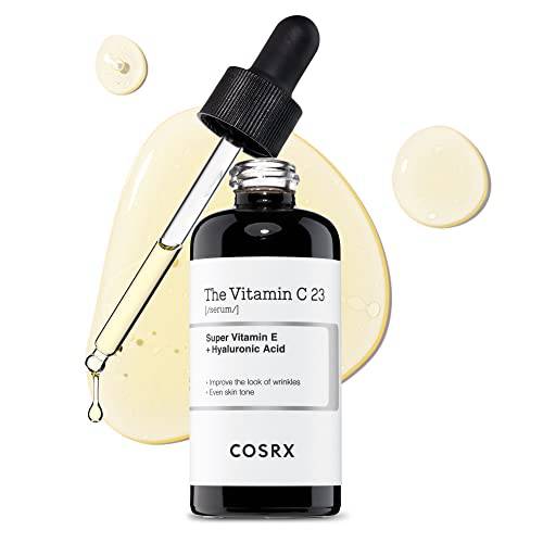 COSRX Vitamin C 23% Serum with Vitamin E & Hyaluronic Acid, Brightening & Hydrating Facial Serum for Dark Spots, Fine Lines, Uneven Skin tone, Pure Vitamin C Serum (Ascorbic acid), 0.67 fl.oz / 20 ml, Animal Testing-Free, Artificial Fragrance-Free, Parabens-Free