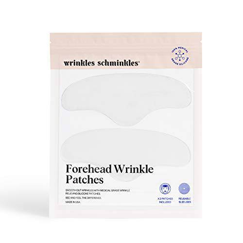 Wrinkles Schminkles Forehead Wrinkle Patches, 2-Pack, Reusable Hypoallergenic Silicone Smoothing Pads for Reducing Frown Lines & Face Lift Overnight