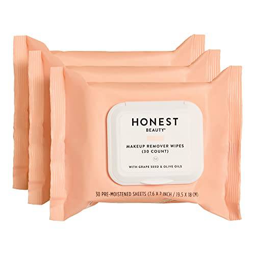 Honest Beauty Makeup Remover Wipes 3-pack | Paraben Free, Synthetic Fragrance Free, Dermatologist Tested, Cruelty-Free | 30 Count 3 Pack