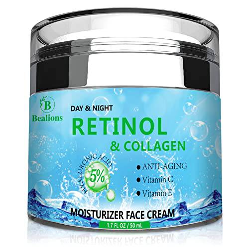 Retinol Cream for Face, Collagen Cream With Hyaluronic Acid for Anti-Aging & Face Moisturizing, Moisturizer Face Cream for Firming Skin and Anti-Wrinkle, for Face With Vitamin C+E Natural-Ingredient Designed by USA Day&Night For Men Women