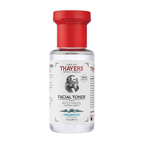 THAYERS Alcohol-Free Witch Hazel Facial Toner with Aloe Vera, Unscented, Trial Size, 3 Ounce
