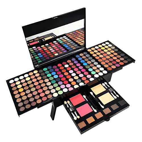 All in One Makeup Kit for Women Full Kit, 194 Colors Cosmetic Make up Palette Professional Makeup Gift Set with Eyeshadow, Facial Blusher, Eyebrow Powder, Concealer Powder, Mirror (194 Colors)