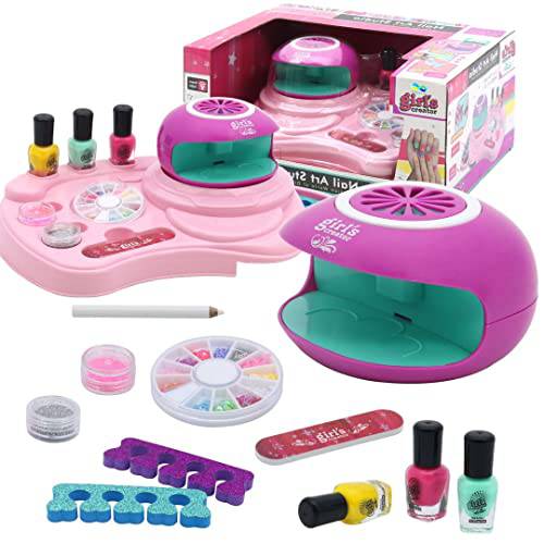 Inchoi Nail Art Studio Beauty Nail Art Set Gift for Girls Healthy Non-Toxic Tasteless Fashion Dryer Light