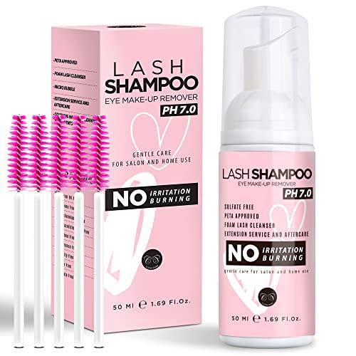Eyelash Shampoo For Lash Extensions - Eyelash Foaming Cleanser For Extensions Wash for Natural Lashes and Extensions Paraben & Sulfate Free Safe Mascara & Makeup Remover Professional & Self Use