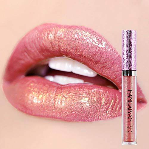 DONGXIUB Metallic Diamond Liquid Glitter Shimmer Lipstick Nonstick Cup Makeup Lip Gloss (B)