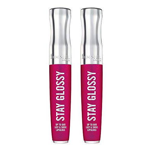 Rimmel Stay Glossy 6HR Lip Gloss, Pop Fizz Pink, 0.18 Fl Oz (Pack of 2)