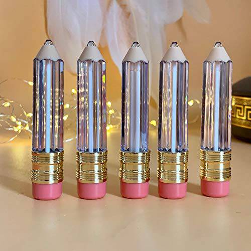 WSERE 10 Pieces Pencil Shape Cute Empty 5ml Lipgloss Lip Gloss Tube Containers Bottles Refillable Lip Balm Sample Packaging Tubes