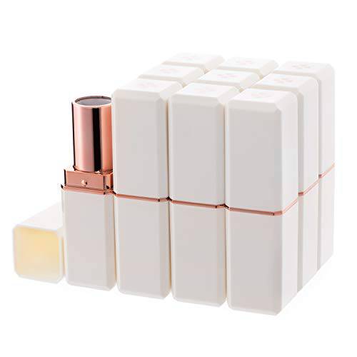 Allwon 10Pcs White Empty Lipstick Tubes DIY Lip Balm Container (Square Tube)