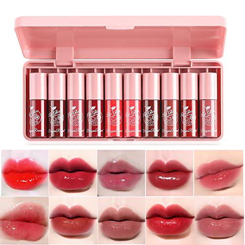 Lip Gloss Set of 10, Makeup Moisturizing Shimmering Colors Lipgloss Set, Shimmer Lip Color