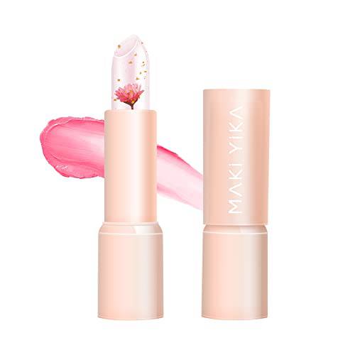 MAKI YIKA Flower Lip Balm - Color Changing Lipstick for Perfect Shade of Pink by Unique Ph of Your Lips, Waterproof & Long Lasting (Blue Flower)