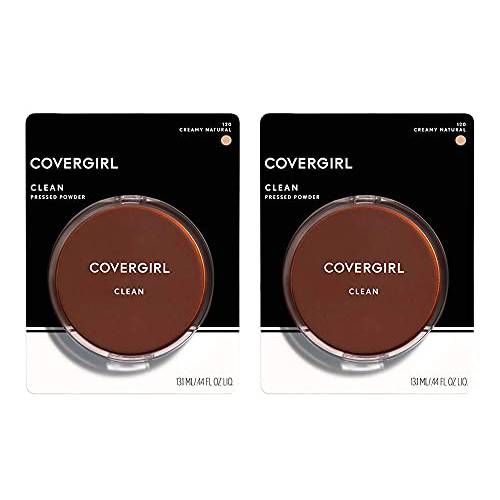 COVERGIRL Clean Pressed Powder Foundation, Creamy Natural 120, 0.44 Fl. Oz, 2 Count