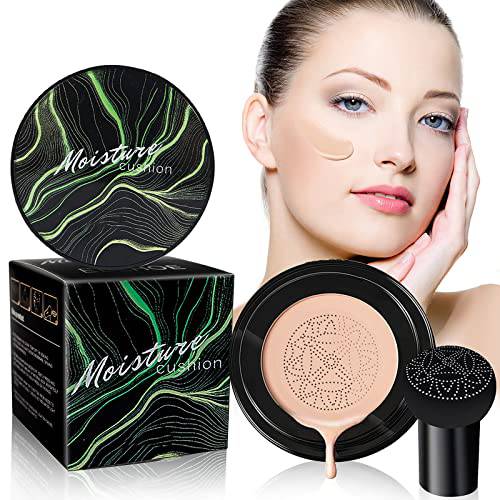 Mushroom Head Air Cushion CC Cream - BB Cream Face Makeup Foundation for Mature Skin Moisturizing Concealer Brighten Long-Lasting, Even Skin Tone for All Skin Types, Natural Color