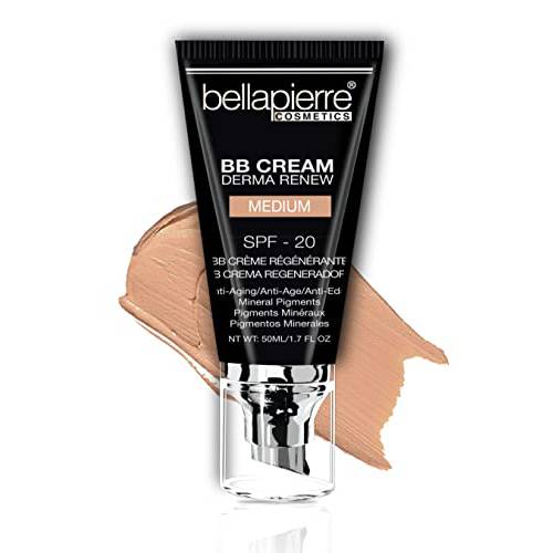 bellapierre BB Cream SPF 20 Tinted Sunscreen, Concealer, Foundation, & Moisturizer | New & Improved Formula + Pump Top Applicator | Non-Toxic & Paraben Free | 1.7 Oz - Medium
