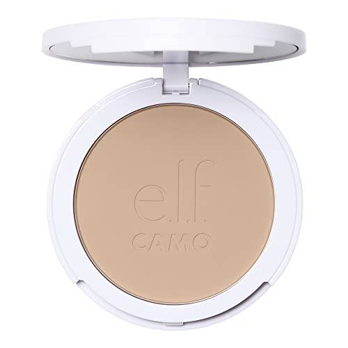 e.l.f. Camo Powder Foundation, Lightweight, Primer-Infused Buildable & Long-Lasting Medium-to-Full Coverage Foundation, Light 205 N