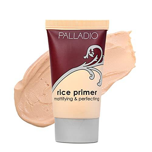 Palladio Rice Primer, Formulated with Natural Rice, Controls Oil on Your Skin and Locks in Makeup, Lightweight with a Smooth Matte Finish, Reduces Facial Shine, Easy Application for All Skin Types, Beige, 0.71 Fl Oz