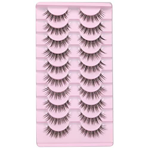 ALICROWN False Eyelashes Natural Look 10 Pairs Wispy Lashes with Clear Band 3D Faux Mink Lashes Pack 13mm