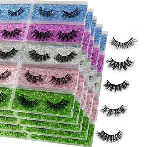 Fluffy Eyelashes Wholesale Bulk - 10/30/50/100 Pack Volume Wispy Lashes Reusable Natural Look False Strip Mink Lashes Eye Makeup (5 styles-50 pairs)