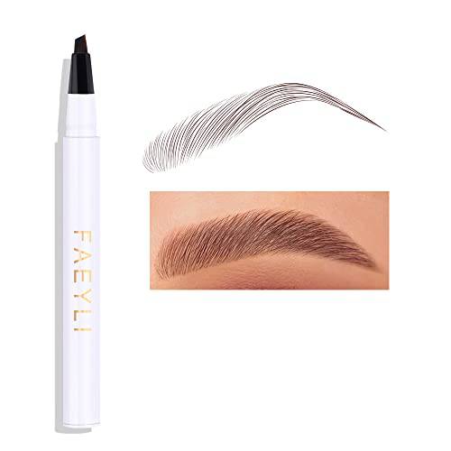 Long Lasting Waterproof Soft Brown Liquid Microblade Eyebrow Pencil Angled Bristle Tip Eye Brow Color Smudge-proof Tattoo Eyebrow Pen for Women Makeup