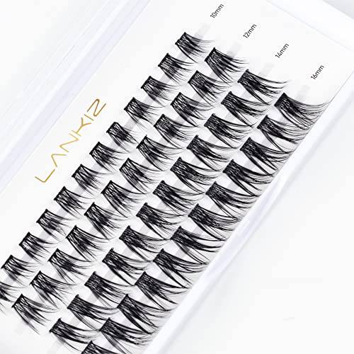 LANKIZ DIY Eyelash Extension 48 Pcs - Soft Individual Cluster Lash Extensions - Lightweight Wide Band Cluster Lashes for Home Use - Reusable Faux Mink Lash Clusters(Natural,10-16 mm,C Curl)