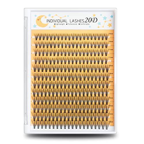 FinyDreamy 240pcs Individual Lash Extensions, 20D Lash Clusters Volume Mix Pack, 10-14mm Mix Lengths 20 Roots C Curl 0.07mm Thickness Professional Makeup Individual Eyelash Clusters and Apply Under your Lashes(10/11/12/13/14mm )