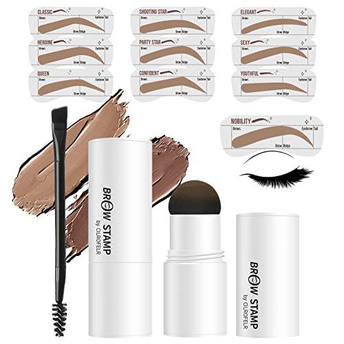 One Step Brow Stamp Stencil Kit, Eyebrow Stamp and Shaping Kit for Defining Brows, Waterproof & Long-wear Pomade Formula, with 10 Brow Stencils & 1 Double Ended Spoolie - Blonde