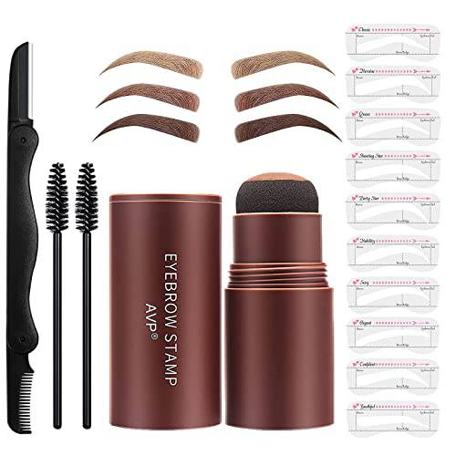 Eyebrow Stamp Stencil Kit For Perfect Eyebrow Makeup,Long-lasting Eyebrow Stencil And Stamp Kit For Beginners (Light Brown)