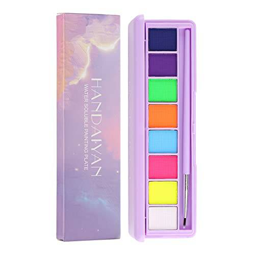 Yeweian 8 Colors Water Activated Eyeliner Palette Liquid Eyeliner Colorful Set Hydra Graphic Eyeliner Makeup Neon Face Paint UV Glow Black White Red Face Body Paint,Clown Makeup Kit (01)