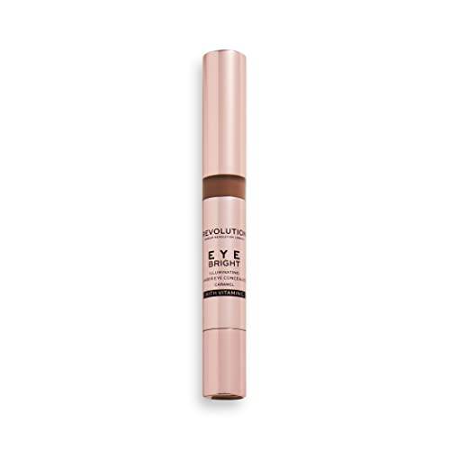 Makeup Revolution Eye Bright Concealer, Buildable Coverage, Dewy Finish, Caramel, 3ml
