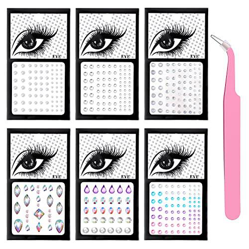 KOHOTA Face Jewels Stick on Face Gem Eye Body Makeup Crystal Fake Nose Stud Self-Adhesive Rhinestone Stickers for Euphoria Makeup Rainbow Pearl Face Gems Stick on for Party Nail Art Decorations Bling