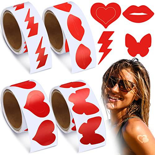 400 Pieces Tanning Bed Stickers for Body Heart Labels Stickers Body Stickers Perforated Self Adhesive Small Sun Tan Stickers for Tanning, 100 Pieces Per Roll, 1.2 x 0.8 Inches (Elegant Pattern)