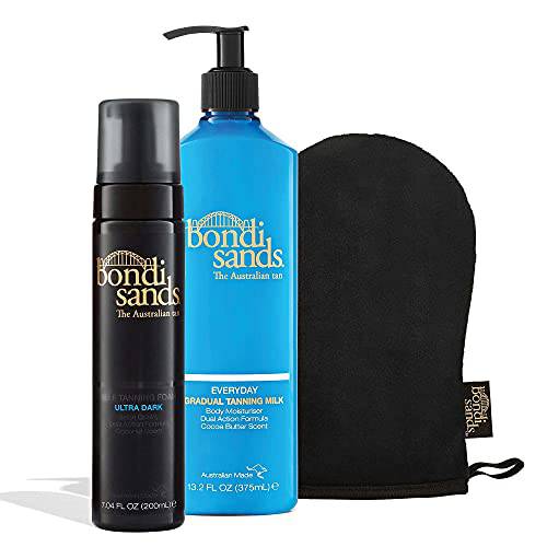 Bondi Sands Tan + Maintain Kit | Includes Ultra Dark Self Tanning Foam, Mitt, and Everyday Gradual Tanning Milk for a Long-Lasting Tan ($51 Value)