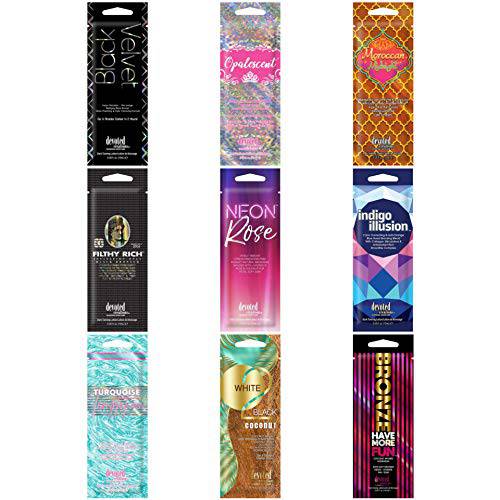 10 New Assorted Indoor Tanning Packets, A Grab Bag of DEVOTED CREATIONS Premium Lotions, (Devoted Creation Packets may be different from those shown in sample photo)