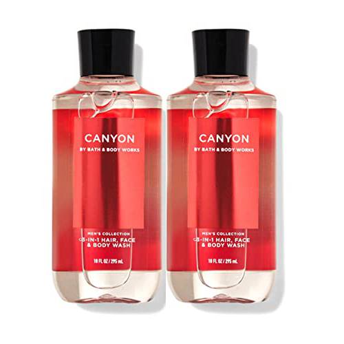 Bath and Body Works For Men Canyon 3-in-1 Hair, Face & Body Wash - Value Pack lot of 2 - Full Size (Canyon)
