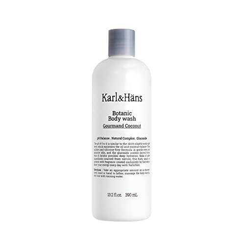 Karl&Hans Skin-Friendly Refreshing Body Wash with Healthy Skin Balanced, Organic extract ingredients Moisture Skin Calming Body Cleansing, Gourmand Coconut Scent for All Skin Types 13.2 fl oz 390g
