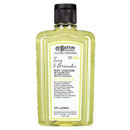 C.O. Bigelow Body Cleanser, Lime Coriander- No. 1524, Moisturizing Body Wash for Men & Women with Aloe Vera - Village Perfumer Gentle Body Cleanser, 10 fl oz