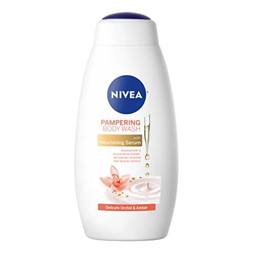 NIVEA Delicate Orchid and Amber Body Wash with Nourishing Serum, 20 Fl Oz Bottle