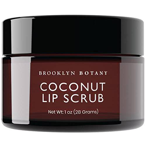 Brooklyn Botany Lip Scrub Exfoliator 1 oz – Lip Moisturizer for Dry Lips and Chapped Lips – Gentle Lip Exfoliator for Smooth and Brighter Lips – Coconut Flavor