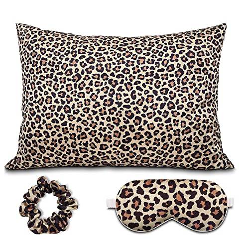 Sajakliy Luxury Satin Silk Pillowcase Set for Hair and Skin, Sleep Set: Standard Size Pillowcase, Satin Eye Mask and Scrunchie